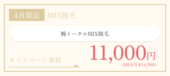 4月限定　腕トータルMIX脱毛