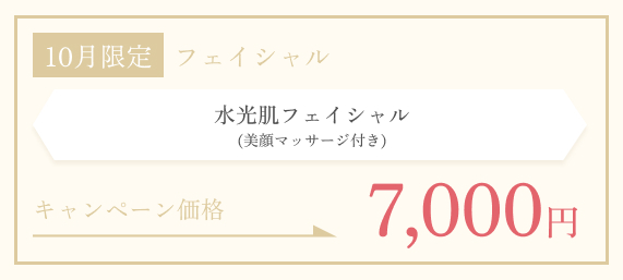 10月限定　水光肌フェイシャル(美顔マッサージ付き) 
