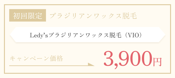 初回限定　レディースブラジリアンワックス脱毛（VIO）3,900円
